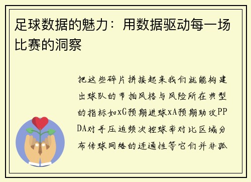 足球数据的魅力：用数据驱动每一场比赛的洞察